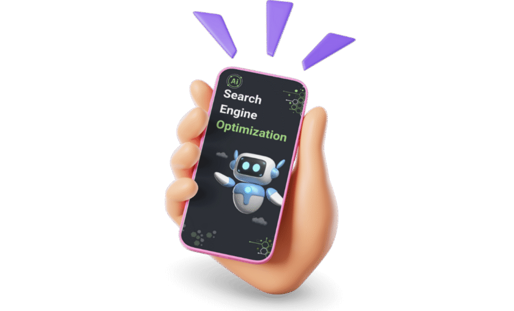 SEO services mockup displayed on mobile screen Digirisen AI digital marketing solutions