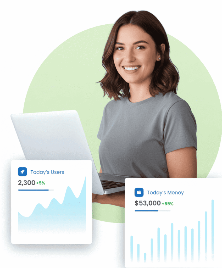 Digital marketing expert analyzing website growth and SEO performance with analytics dashboard Digirisen AI